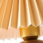 Small Global Wood Fabric Shade LED Table Lamp for Table Lamp
