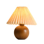 Small Global Wood Fabric Shade LED Table Lamp for Table Lamp