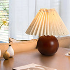 Small Global Wood Fabric Shade LED Table Lamp for Table Lamp