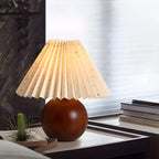 Small Global Wood Fabric Shade LED Table Lamp for Table Lamp
