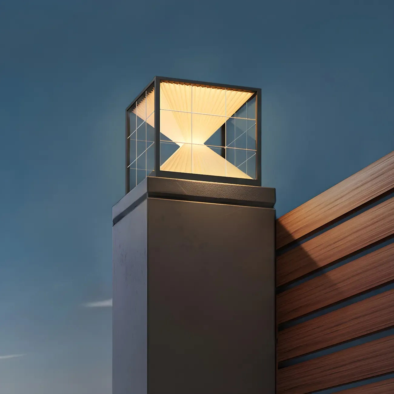 Black Solar Clear Cube Outdoor Post Lights