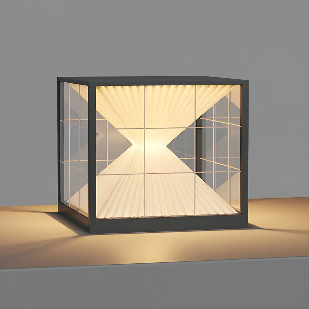 Black Solar Clear Cube Outdoor Post Lights
