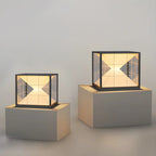 Black Solar Clear Cube Outdoor Post Lights