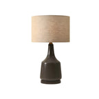 Retro Ceramic Drum-Shape LED Table Lamp with Fabric Shade