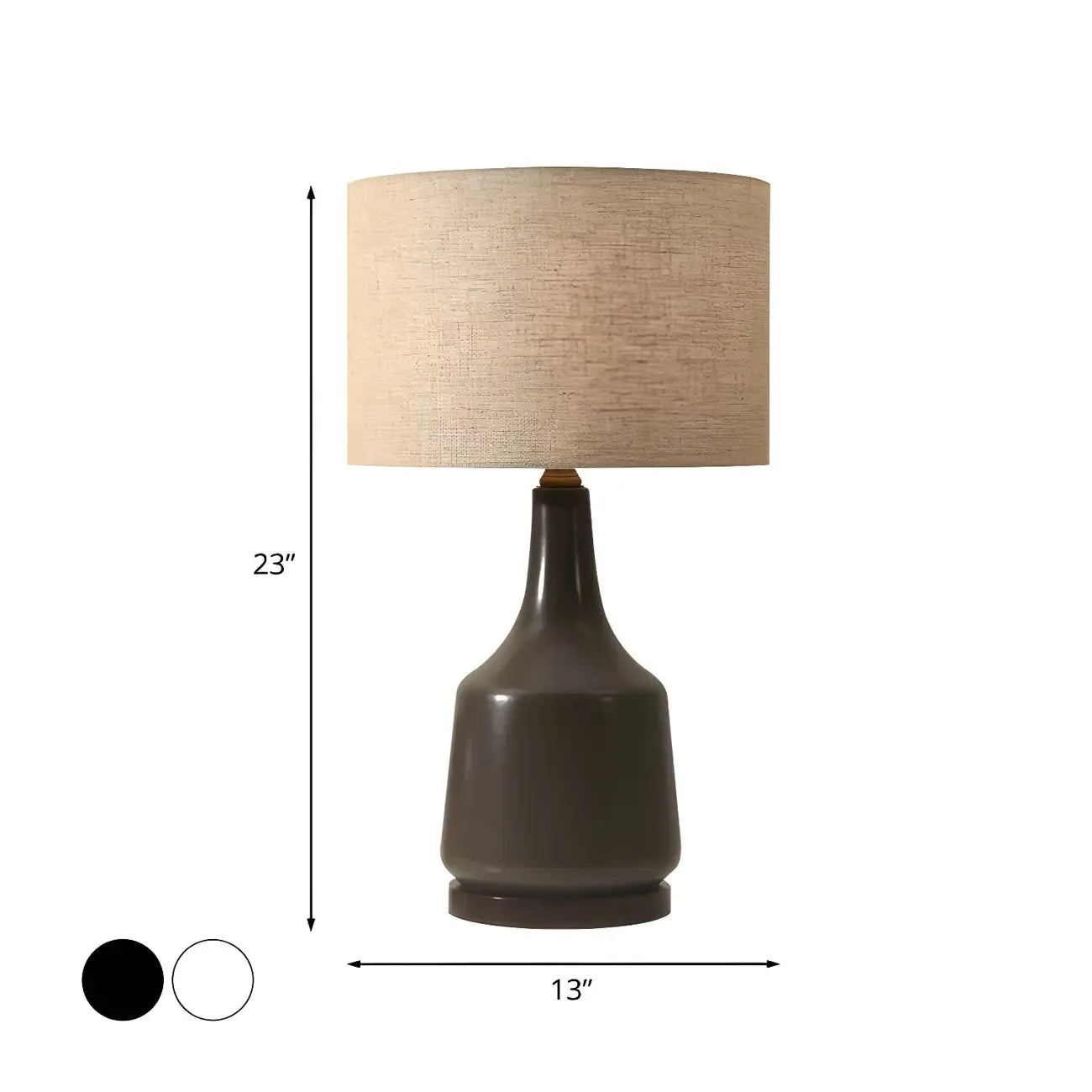 Retro Ceramic Drum-Shape LED Table Lamp with Fabric Shade
