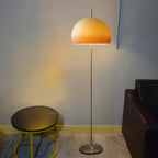 Contemporary Stand Up Floor Lamp with Amber Orange Glass Dome
