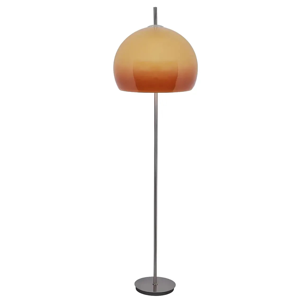 Contemporary Stand Up Floor Lamp with Amber Orange Glass Dome