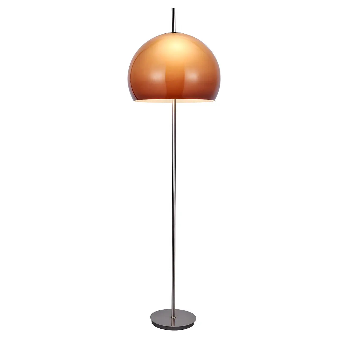 Contemporary Stand Up Floor Lamp with Amber Orange Glass Dome