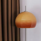Contemporary Stand Up Floor Lamp with Amber Orange Glass Dome