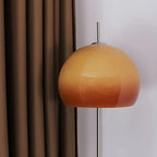 Contemporary Stand Up Floor Lamp with Amber Orange Glass Dome