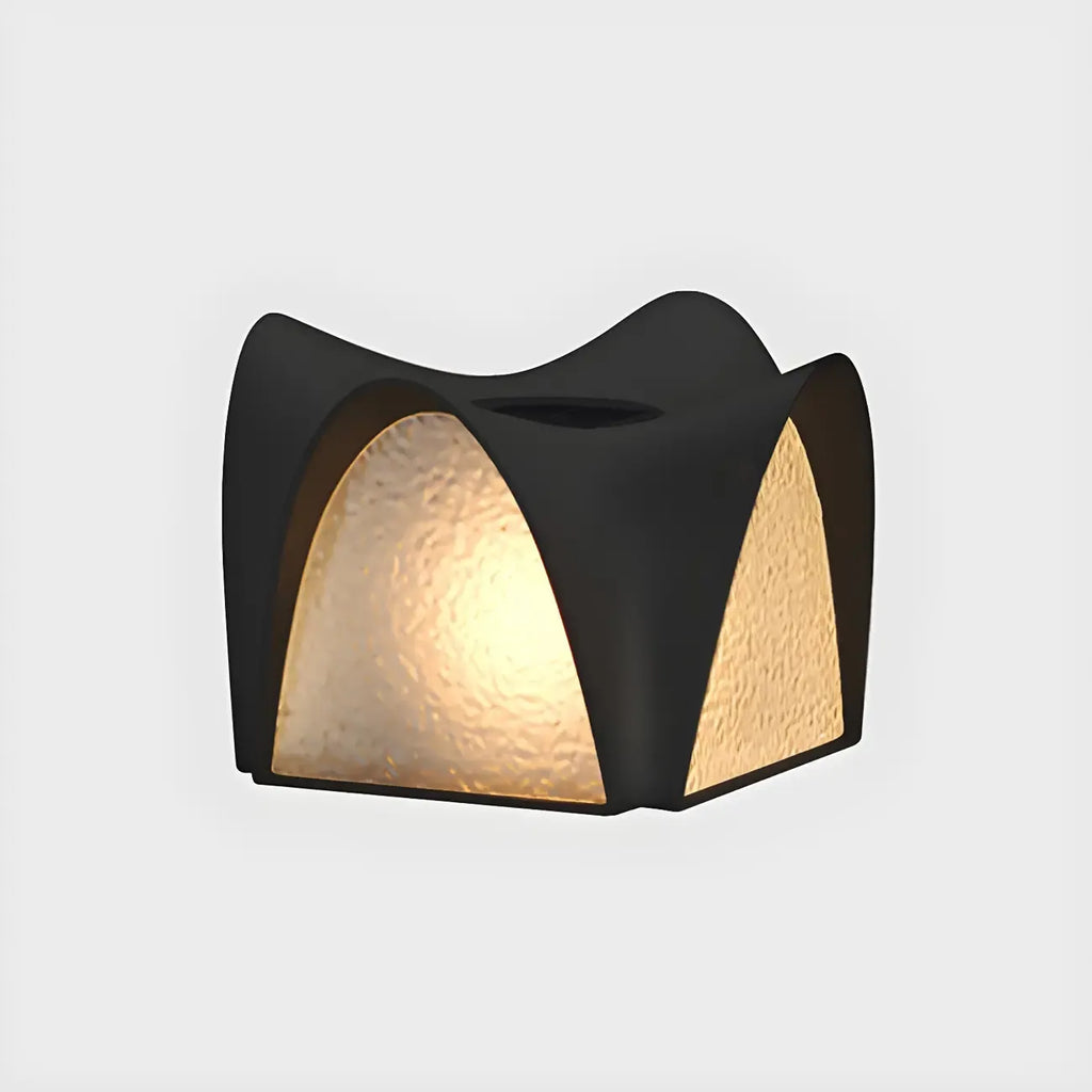 Arched Black Textured Solar Outdoor Post Lights