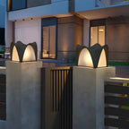 Arched Black Textured Solar Outdoor Post Lights