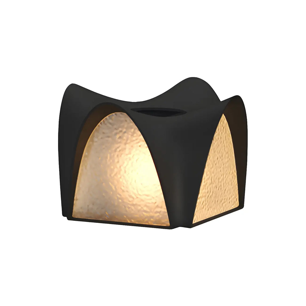 Arched Black Textured Solar Outdoor Post Lights