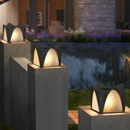 Arched Black Textured Solar Outdoor Post Lights
