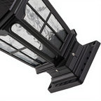 Vintage Hammered Pane Solar Black Outdoor Post Lights