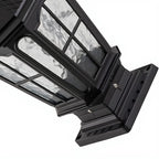 Vintage Hammered Pane Solar Black Outdoor Post Lights