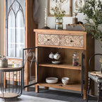Classic 2-Drawer Brown Medium Wood Glass China Cabinet