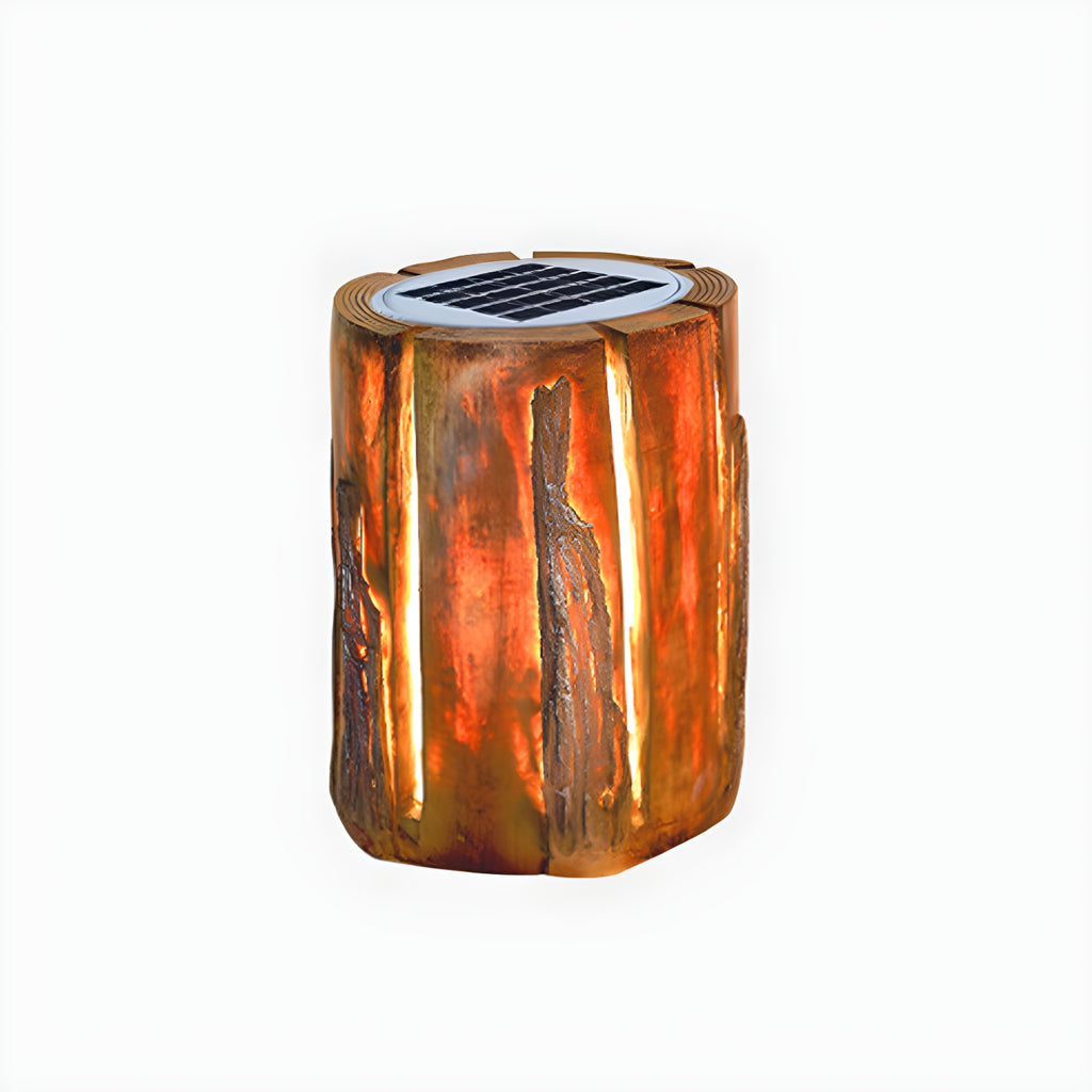 Contemporary Solar Resin Tree Stump Outdoor Post Lights