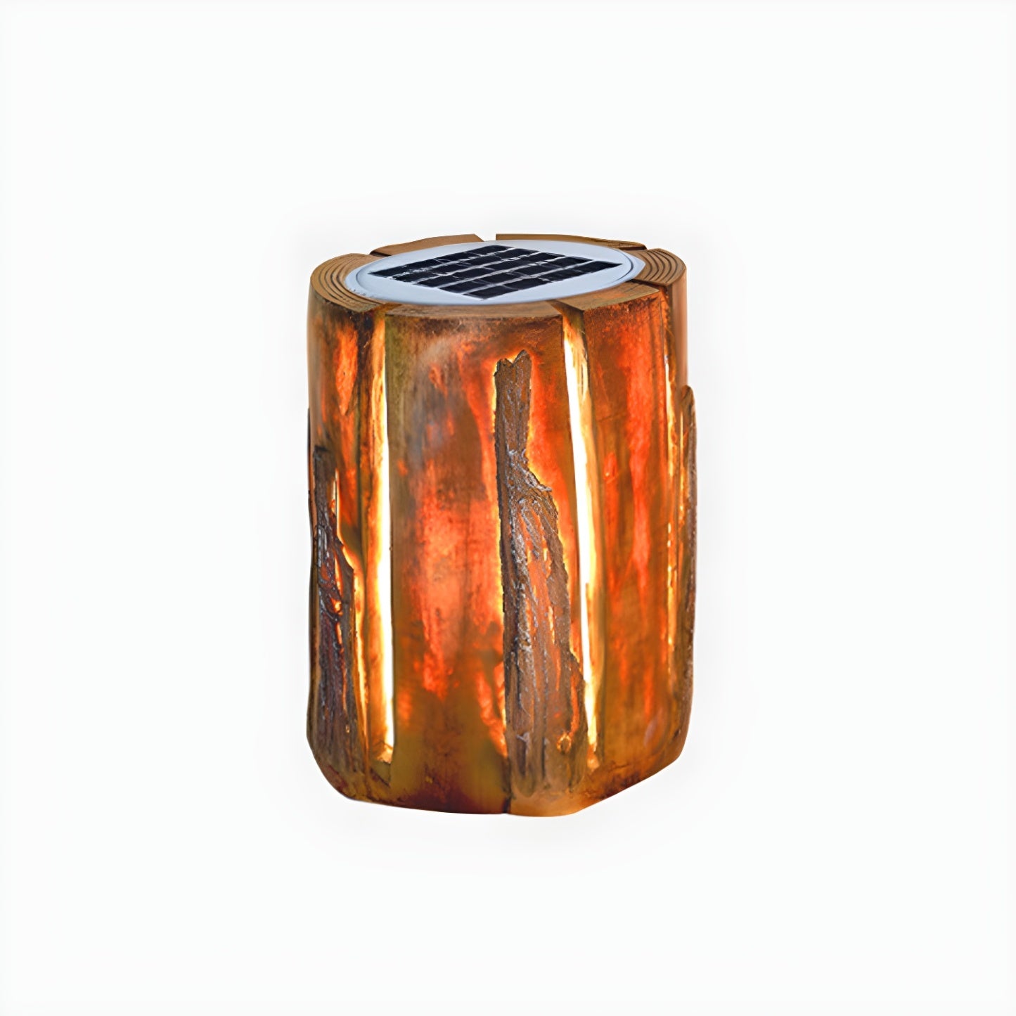 Contemporary Solar Resin Tree Stump Outdoor Post Lights
