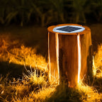 Contemporary Solar Resin Tree Stump Outdoor Post Lights