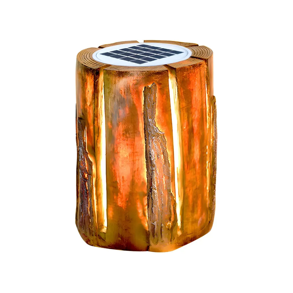 Contemporary Solar Resin Tree Stump Outdoor Post Lights