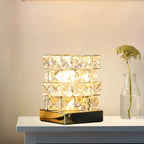 Modern Rectangular Crystal LED Table Lamp for Bedroom