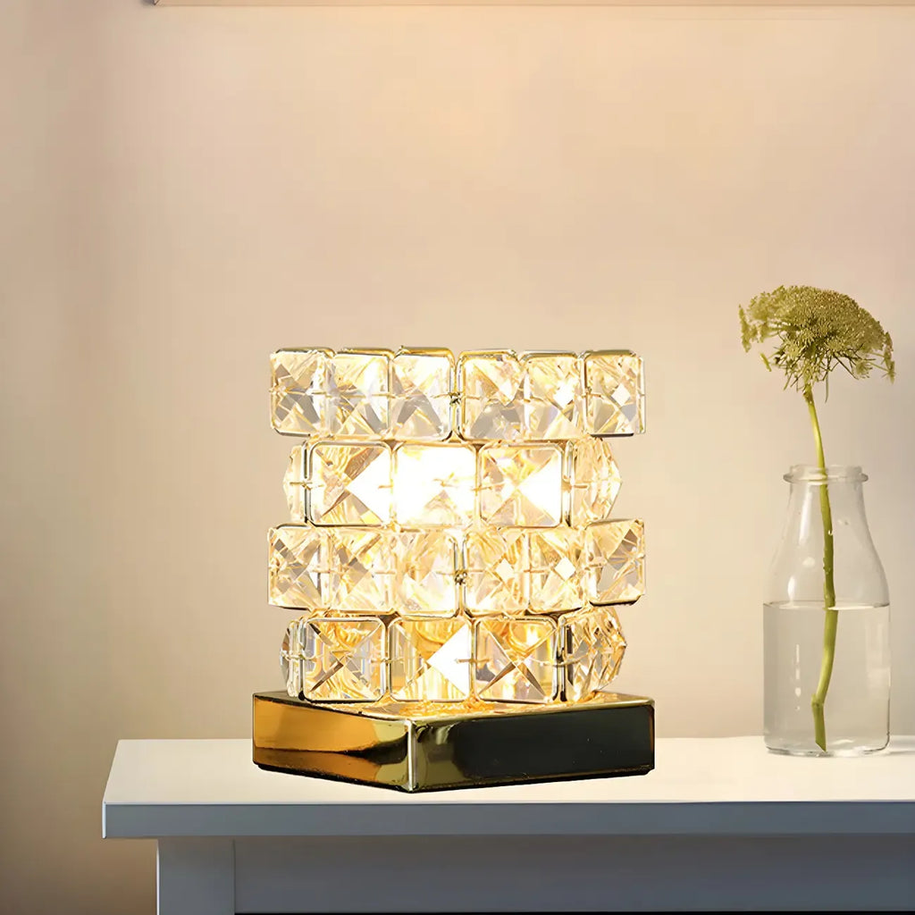 Modern Rectangular Crystal LED Table Lamp for Bedroom