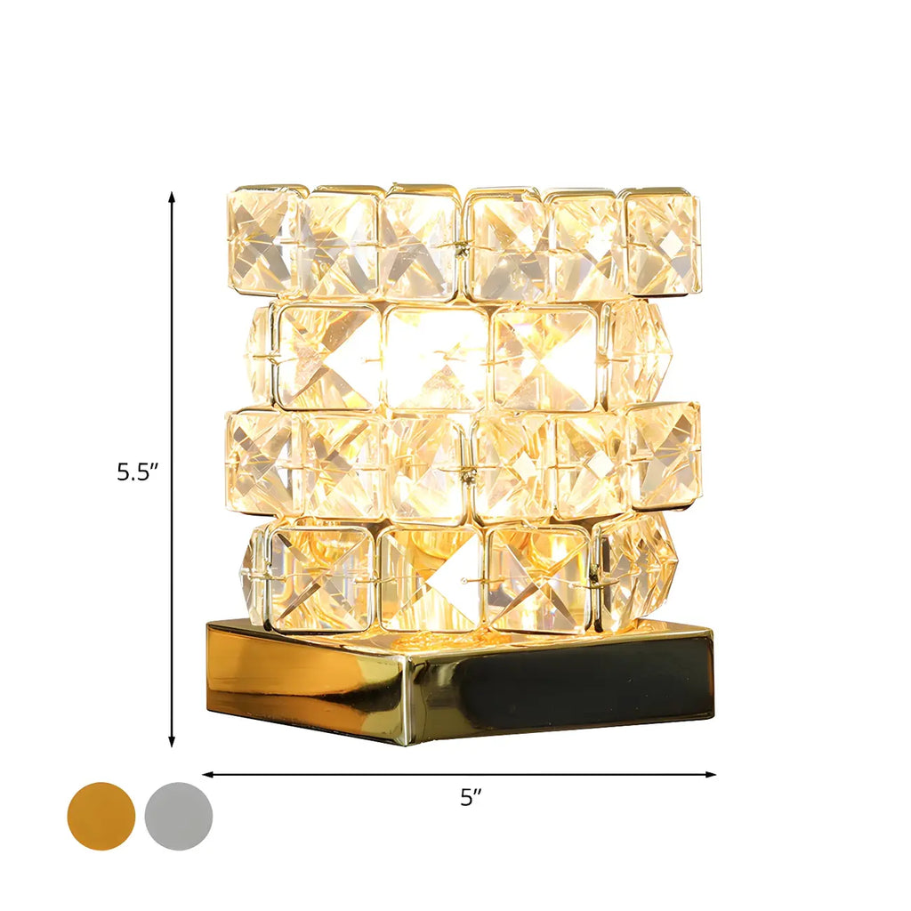 Modern Rectangular Crystal LED Table Lamp for Bedroom