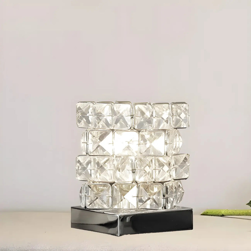 Modern Rectangular Crystal LED Table Lamp for Bedroom