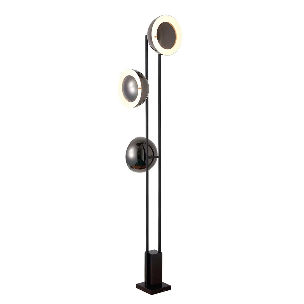 3-Light Black Floor Lamp with White Light for Living Room