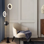 3-Light Black Floor Lamp with White Light for Living Room