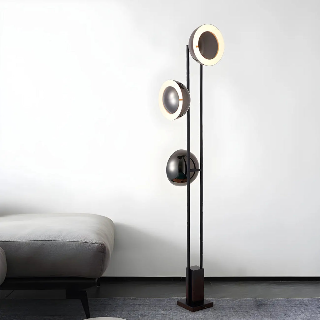 3-Light Black Floor Lamp with White Light for Living Room