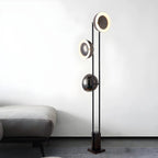 3-Light Black Floor Lamp with White Light for Living Room