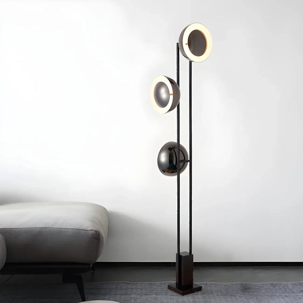 3-Light Black Floor Lamp with White Light for Living Room