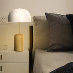 Minimalist Iron Wood Dome Shape Bedside Table Lamp