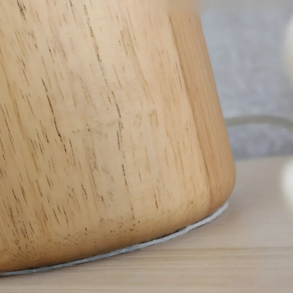 Minimalist Iron Wood Dome Shape Bedside Table Lamp