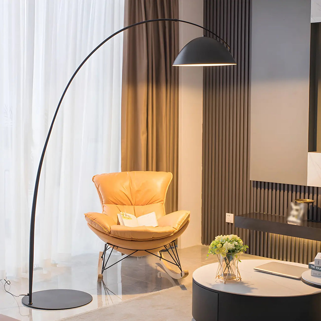 Black Dome Iron Arched Floor Lamp with Foot Switch
