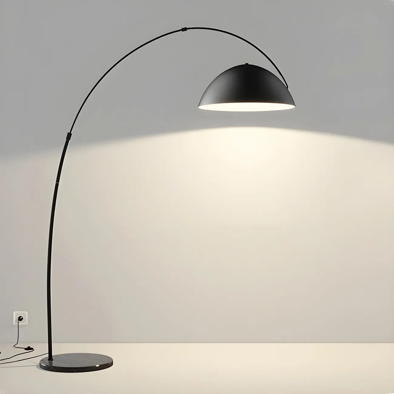 Black Dome Iron Arched Floor Lamp with Foot Switch