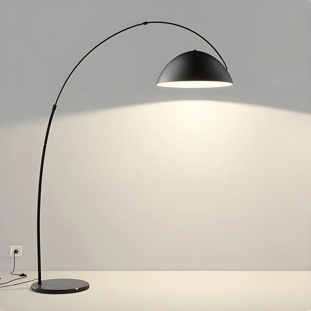 Black Dome Iron Arched Floor Lamp with Foot Switch