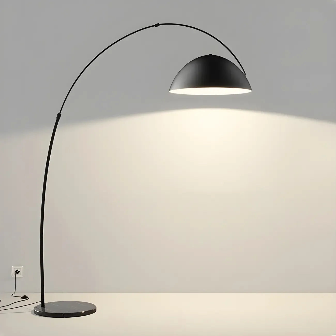 Black Dome Iron Arched Floor Lamp with Foot Switch