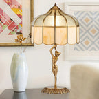 Artistic Figural Sculpture Brass Metal Dome Table Lamp