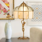 Artistic Figural Sculpture Brass Metal Dome Table Lamp