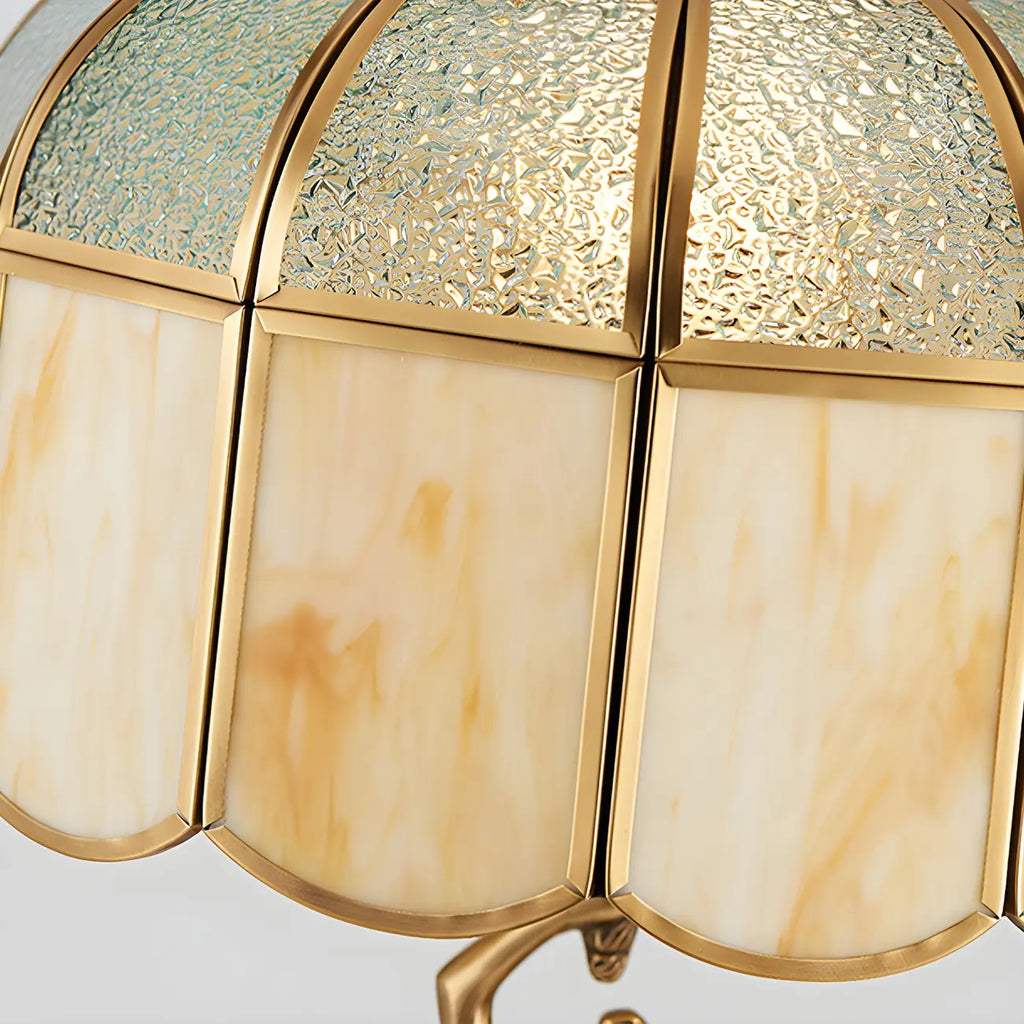 Artistic Figural Sculpture Brass Metal Dome Table Lamp