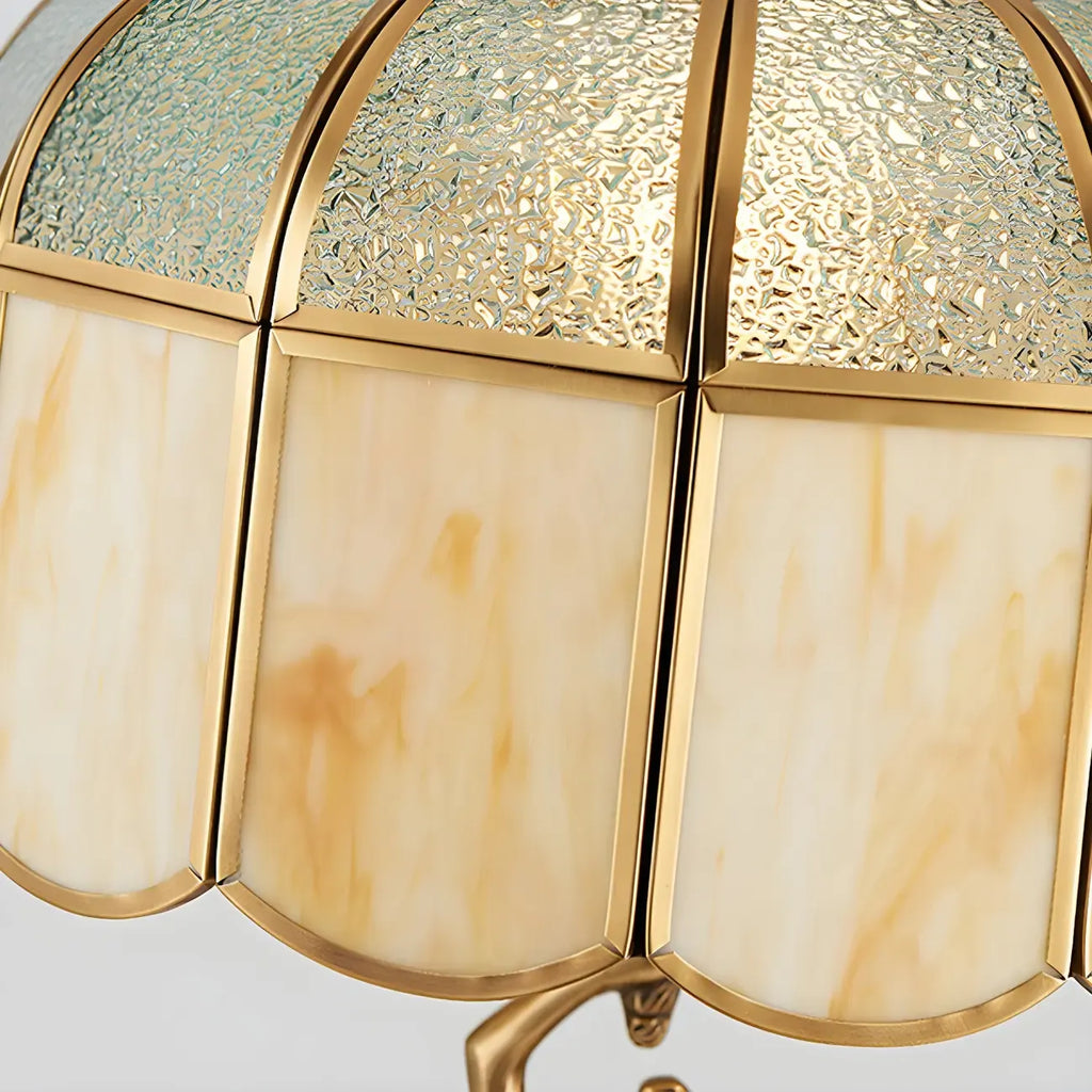 Artistic Figural Sculpture Brass Metal Dome Table Lamp