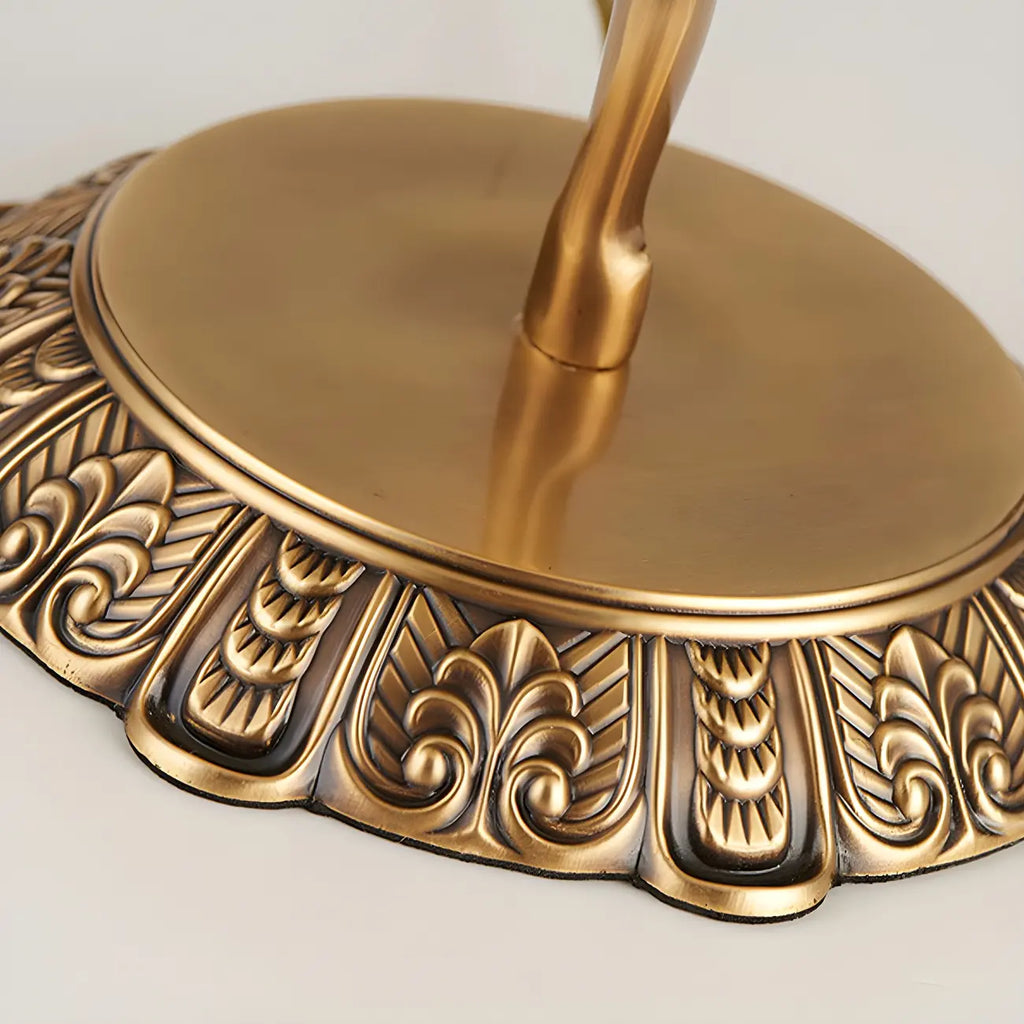 Artistic Figural Sculpture Brass Metal Dome Table Lamp