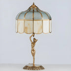 Artistic Figural Sculpture Brass Metal Dome Table Lamp
