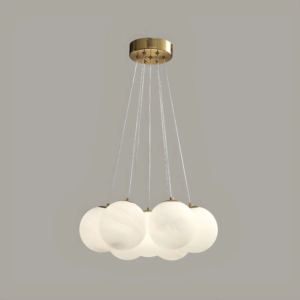 Adjustable White Glass Cluster Sphere Chandelier Modern Elegant
