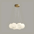 Adjustable White Glass Cluster Sphere Chandelier Modern Elegant