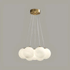 Adjustable White Glass Cluster Sphere Chandelier Modern Elegant