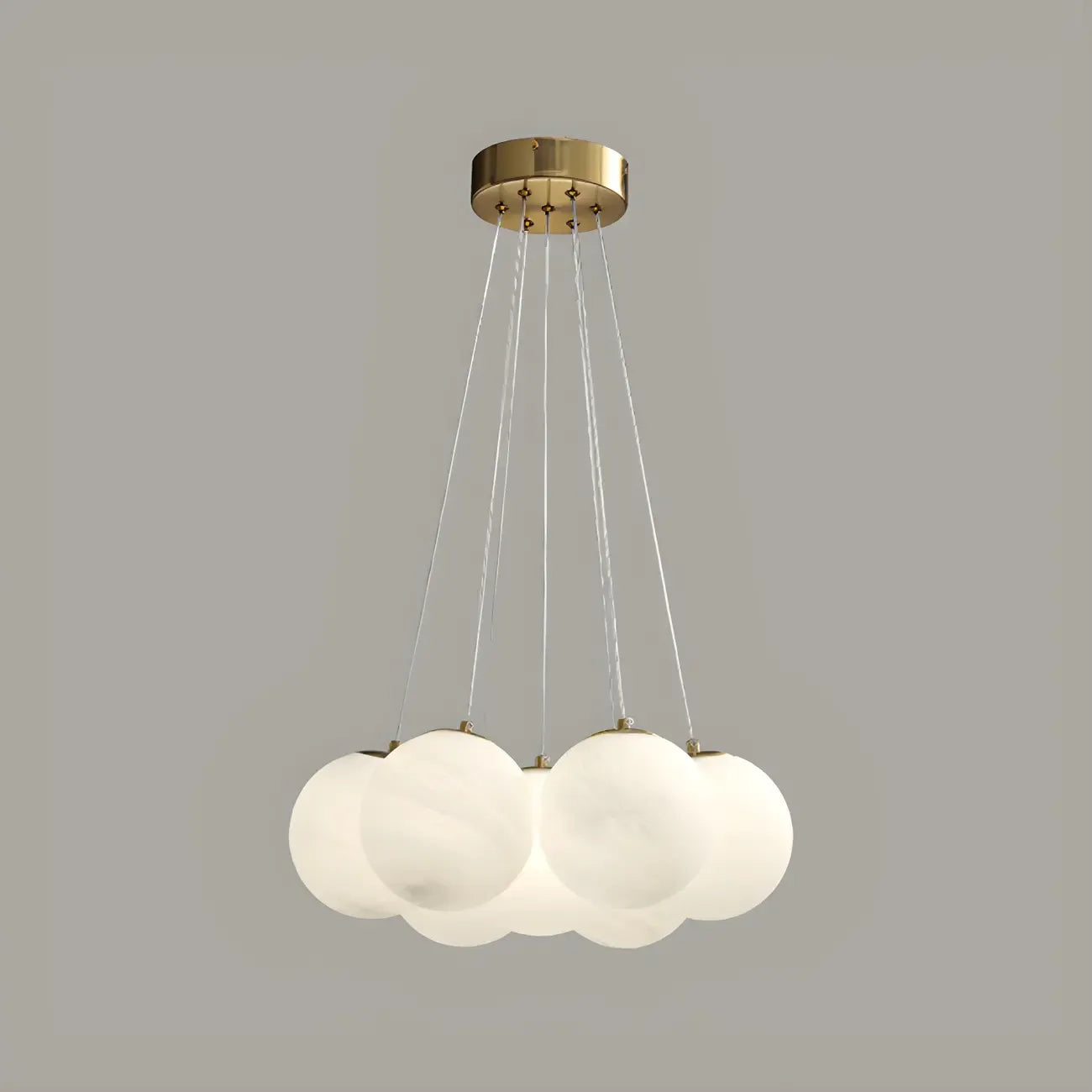 Adjustable White Glass Cluster Sphere Chandelier Modern Elegant
